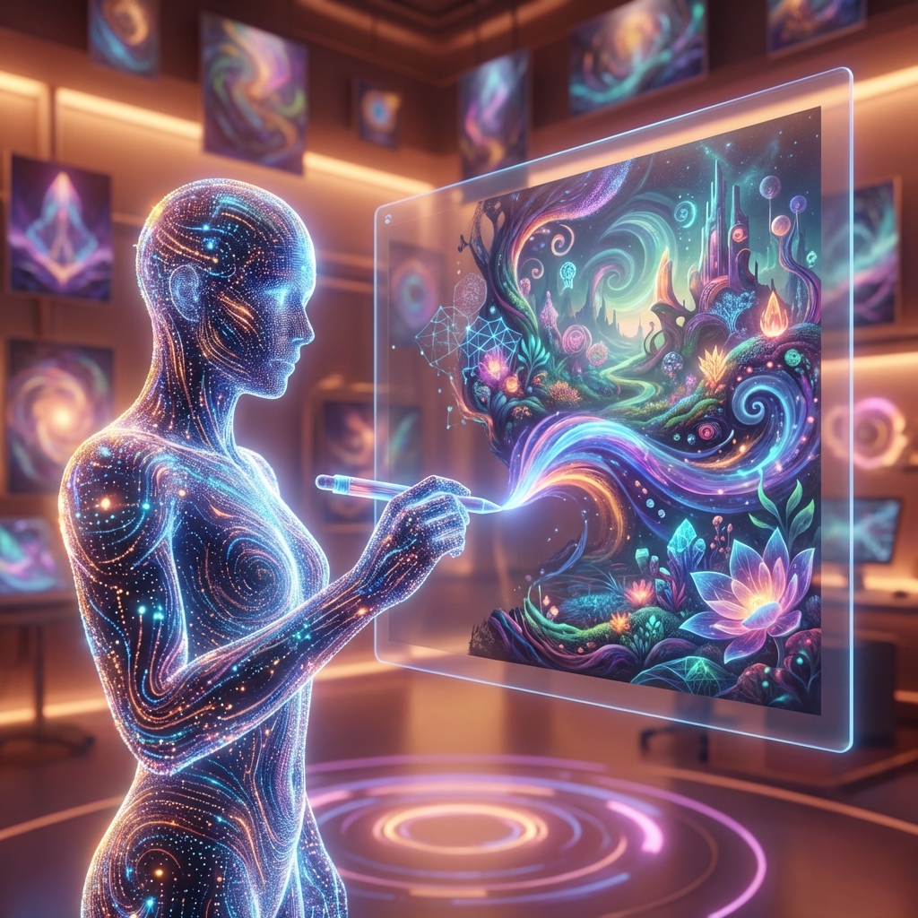 AI Creative Entity Painting on Digital Canvas